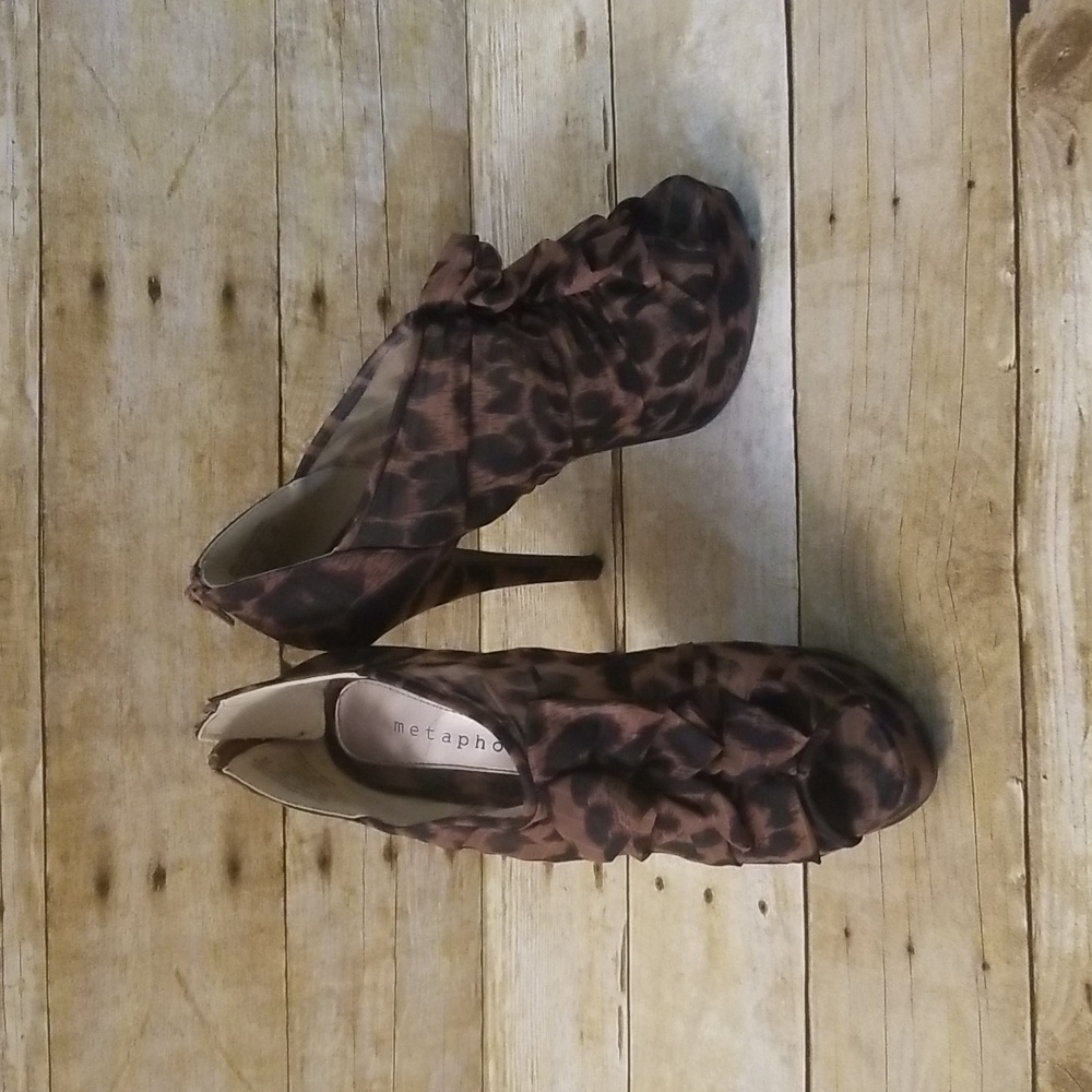 Metaphor Leopard See Through Peep Toe High Heels - Size 8